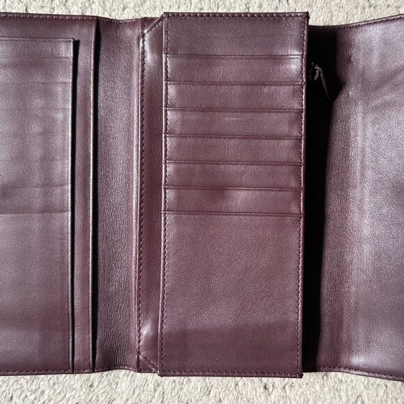 DKNY LARGE LEATHER WALLET MULTI POCKETS BROWN - Picture 3 of 7
